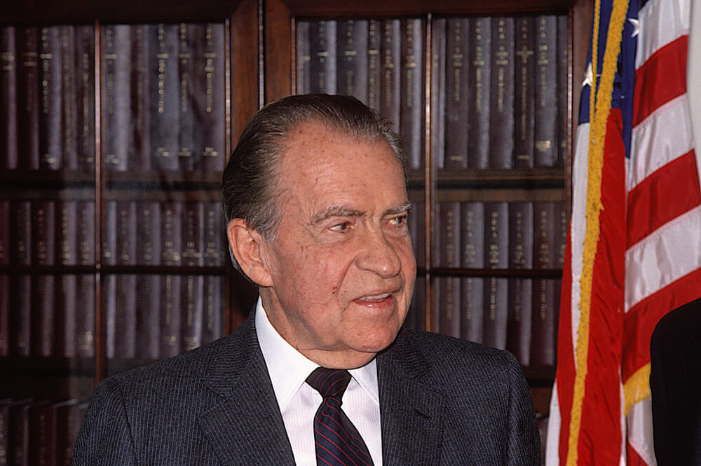 President Richard Nixon announces his resignation