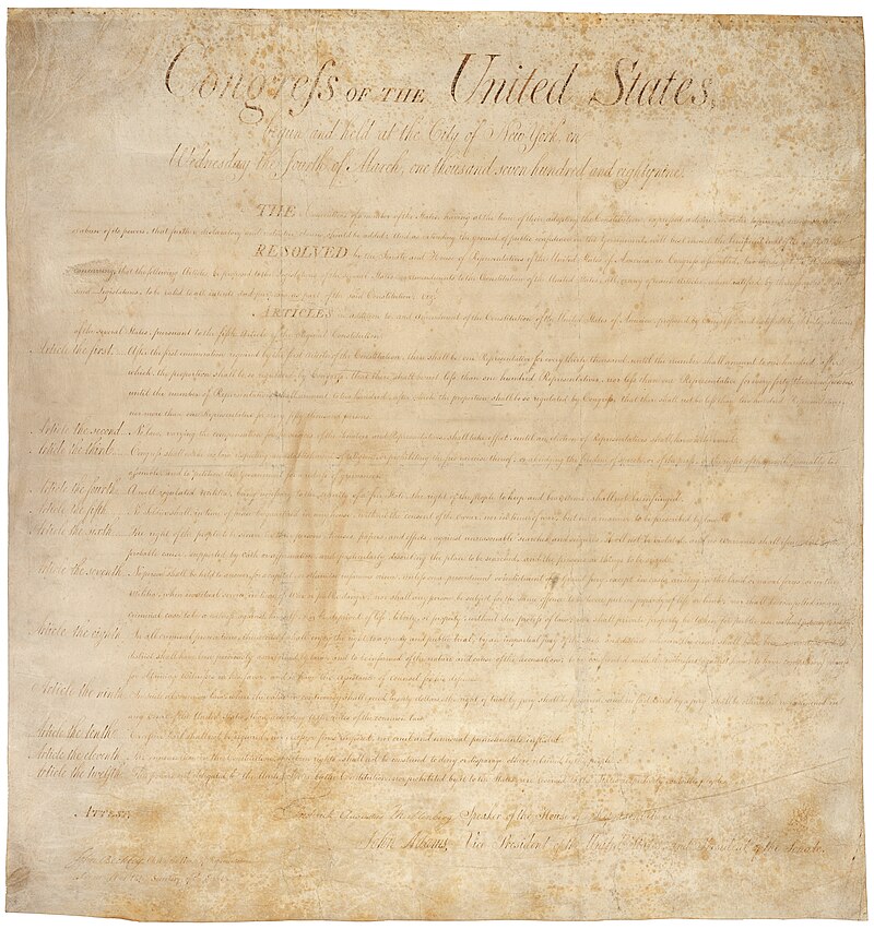 The Bill of Rights was Ratified